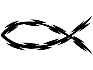  Fish Jesus Barbed Wire 2 Decal Proportional