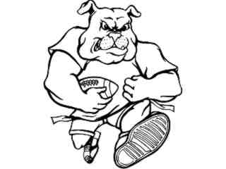  Football Bulldog Running_ M B 1 Decal Proportional