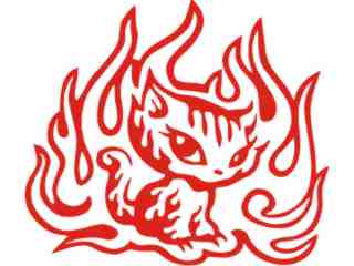  Kitty Cat Flames Decal Proportional