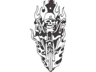  Motorcycle Skeleton Flamin Decal Proportional