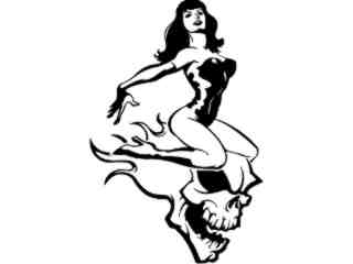  Sexy Skul Rider Lady Decal Proportional