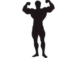  Silhouette Muscle Man Decal Proportional