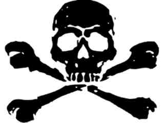  Skull Crossbones Rough Decal Proportional