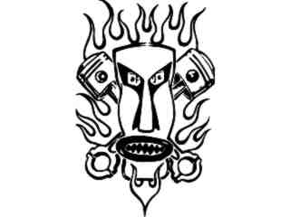  Tiki Flaming Pistons Decal Proportional