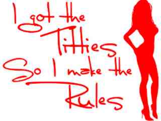  Titties Rules Sexy Lady Decal Proportional