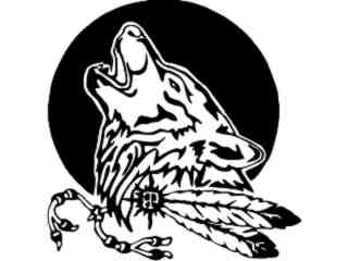  Wolf Howling Indian Decal Proportional