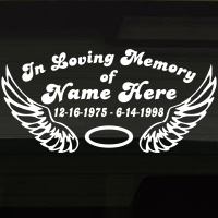 Custom Memorial Vinyl Decal – RIP Remembrance Sticker For Car, Van, Laptop – Glossy Finish