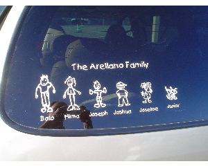 family sticker on window