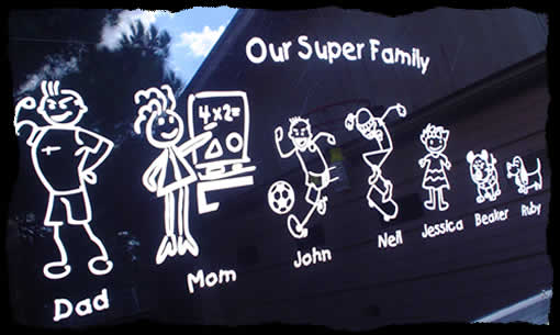 Image of Family Sticker Applied to Van Window Glass