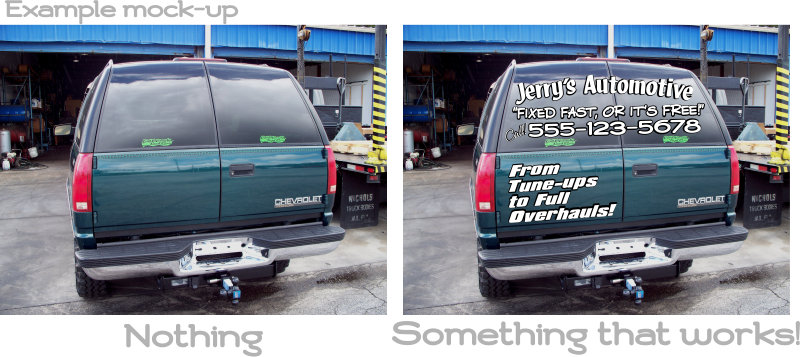 Back window advertising decals mock-up